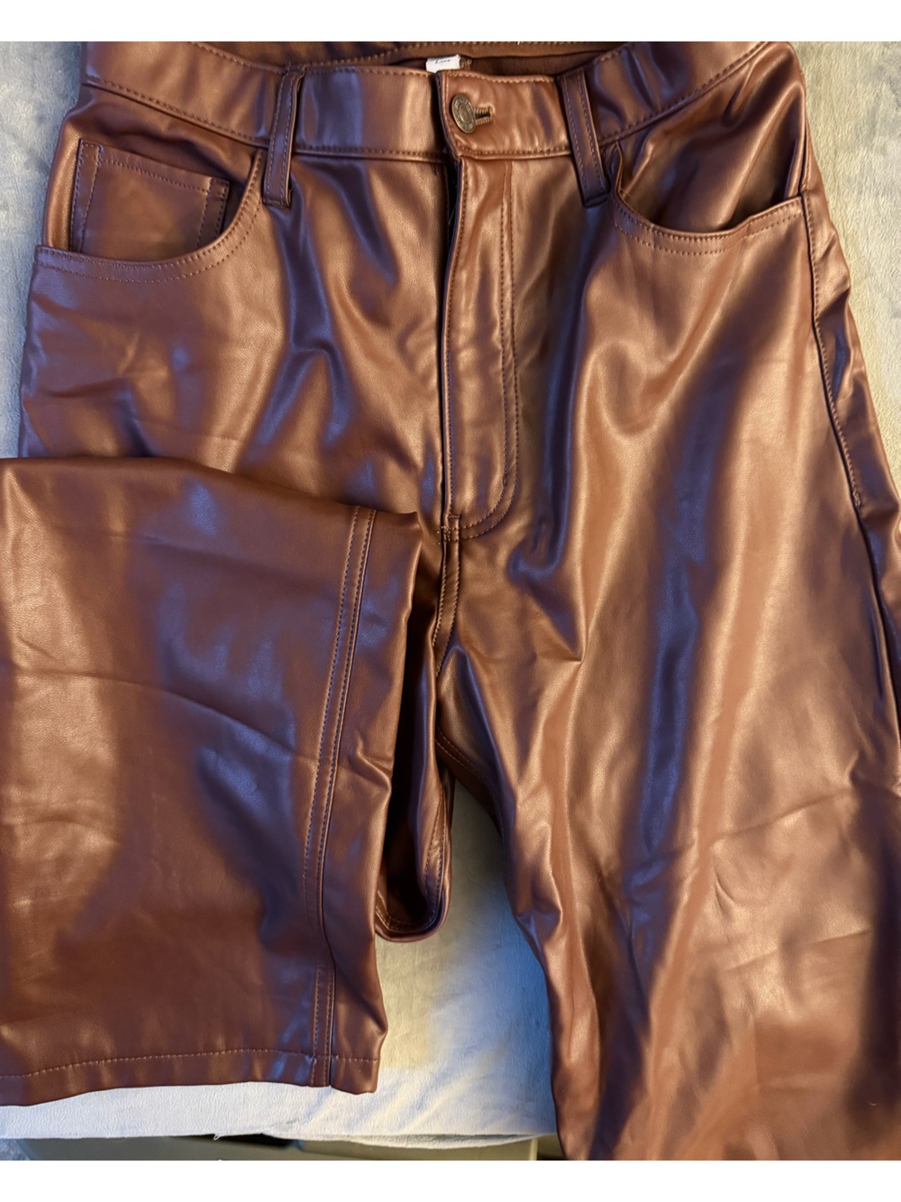 Brown Abercrombie & Fitch The 90’s Straight Ultra High Rise vegan leather pants